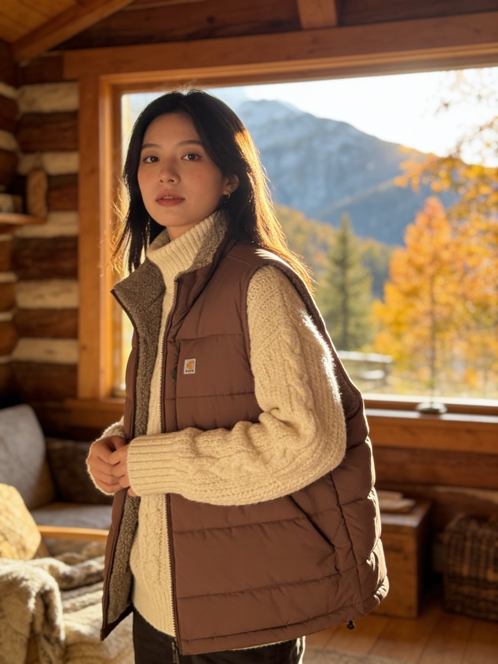 Carhartt Montana Puffer Vest Womens XXL 20 Reversible Sherpa Lined Nutmeg B25